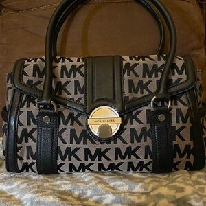 Michael Kors Black and Tan Satchel
